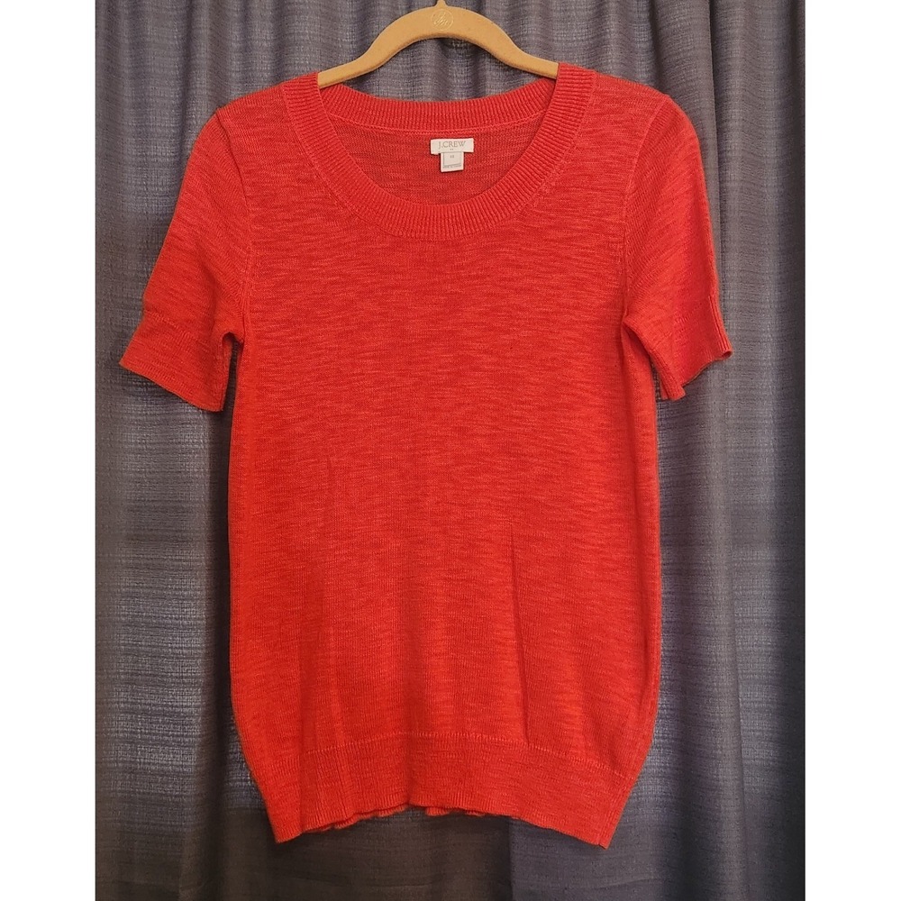 Women's Classic Red  Short Sleeve 100% Cotton J. Crew Sweater Size XS